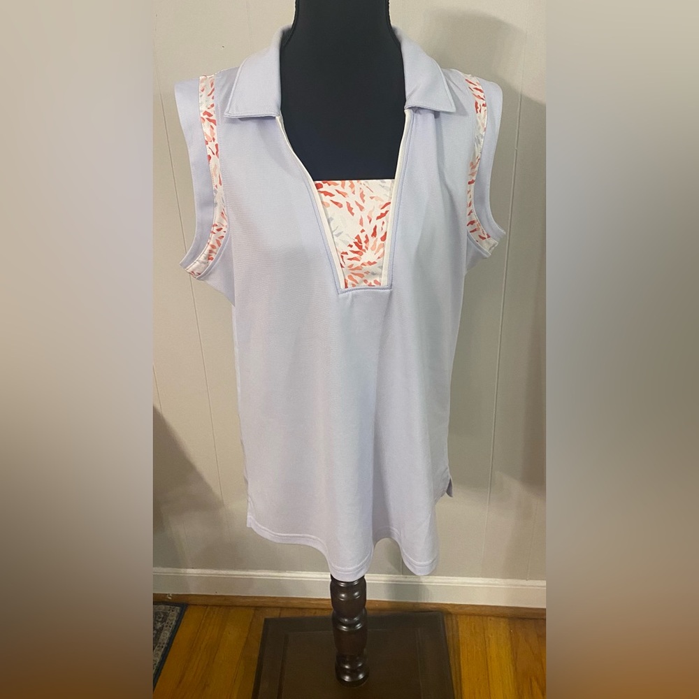 Pebble Beach Light Lavender Tank Top with Coral Accent